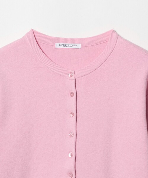 BEAUTY&YOUTH UNITED ARROWS(ビューティーアンドユースユナイテッドアローズ)の「コットンウール スムース クルーネック カーディガン ウォッシャブル(カーディガン/ボレロ・レディース・ピンク/オフホワイト/ダークグレー・FREE)」の4枚目の写真