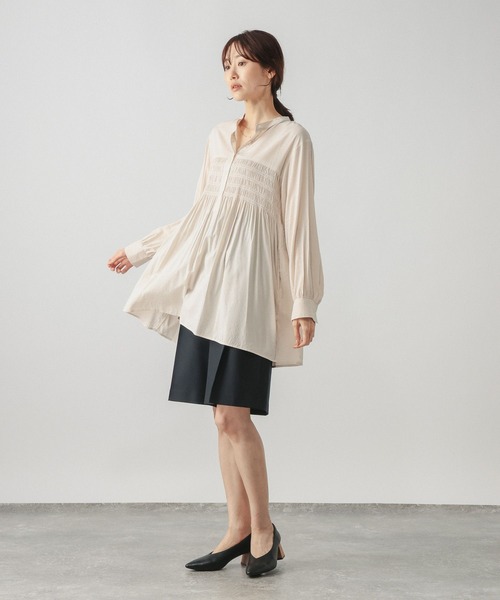 GLOBAL WORK（グローバルワーク）の「シャーリングシャツチュニック/ 1063248（チュニック・レディース・パープル系その他7/オフホワイト・FREE）」の3枚目の写真