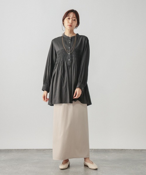 GLOBAL WORK（グローバルワーク）の「シャーリングシャツチュニック/ 1063248（チュニック・レディース・パープル系その他7/オフホワイト・FREE）」の7枚目の写真