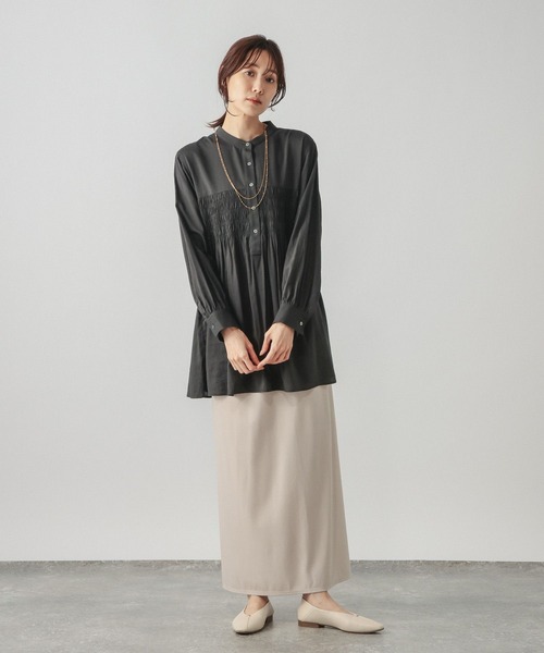 GLOBAL WORK（グローバルワーク）の「シャーリングシャツチュニック/ 1063248（チュニック・レディース・パープル系その他7/オフホワイト・FREE）」の8枚目の写真