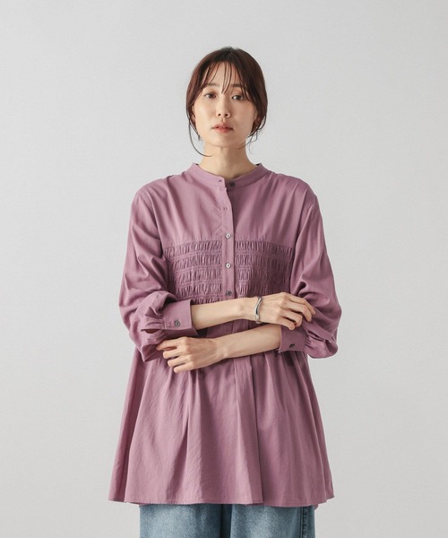 GLOBAL WORK（グローバルワーク）の「シャーリングシャツチュニック/ 1063248（チュニック・レディース・パープル系その他7/オフホワイト・FREE）」の13枚目の写真