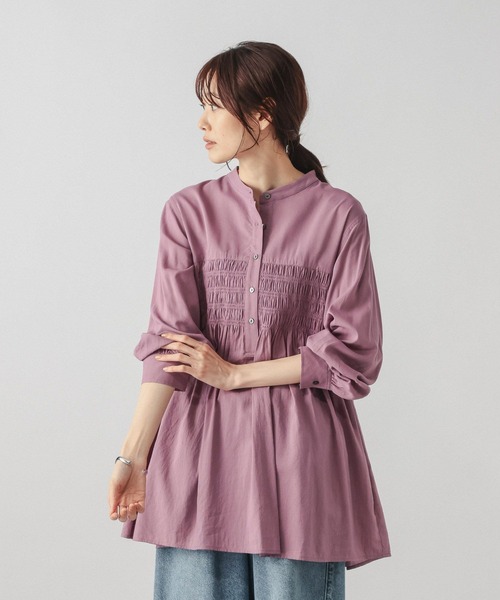 GLOBAL WORK（グローバルワーク）の「シャーリングシャツチュニック/ 1063248（チュニック・レディース・パープル系その他7/オフホワイト・FREE）」の14枚目の写真