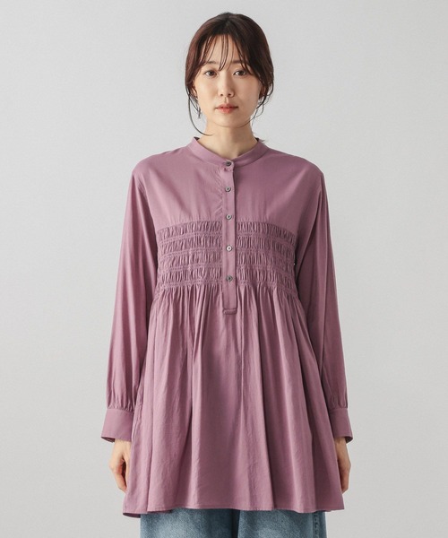 GLOBAL WORK（グローバルワーク）の「シャーリングシャツチュニック/ 1063248（チュニック・レディース・パープル系その他7/オフホワイト・FREE）」の16枚目の写真