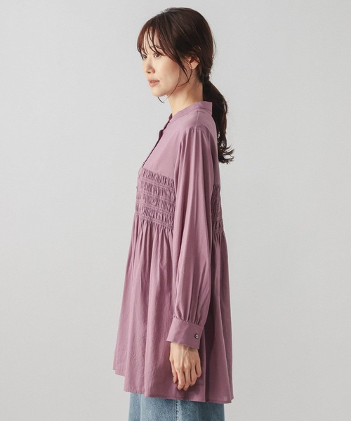 GLOBAL WORK（グローバルワーク）の「シャーリングシャツチュニック/ 1063248（チュニック・レディース・パープル系その他7/オフホワイト・FREE）」の17枚目の写真