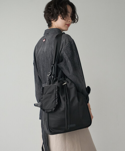 FREAK'S STORE（フリークスストア）の「OUTDOOR PRODUCTS/アウトドアプロダクツ 【ポーチ付き】3WAY トートバッグ/ナップサック/リュック/ショルダーバッグ（ショルダーバッグ・レディース・ベージュ/ブラック・ONE SIZE）」の7枚目の写真