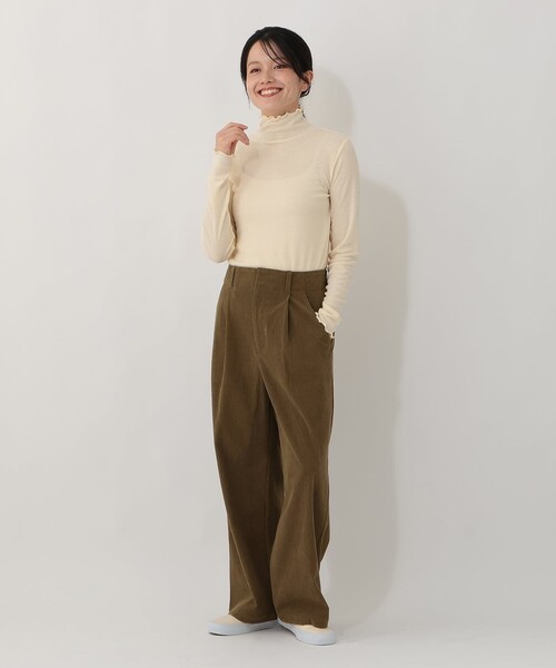Afternoon Tea(アフタヌーンティー)の「コーデュロイタックパンツ(その他パンツ・レディース・アイボリー/ブラウン・MEDIUM)」の10枚目の写真