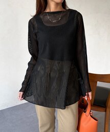 ジャガードストライプボトルネックプルオーバー