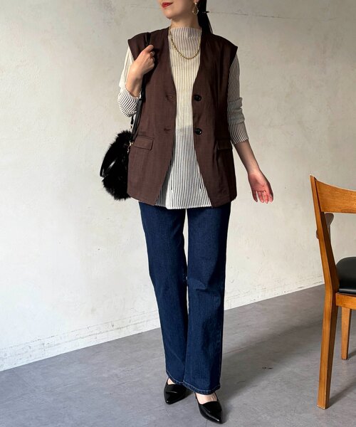 Chez toi（シェトワ）の「ジャガードストライプボトルネックプルオーバー（ニット/セーター・レディース・ブラック/オフホワイト・FREE）」の7枚目の写真
