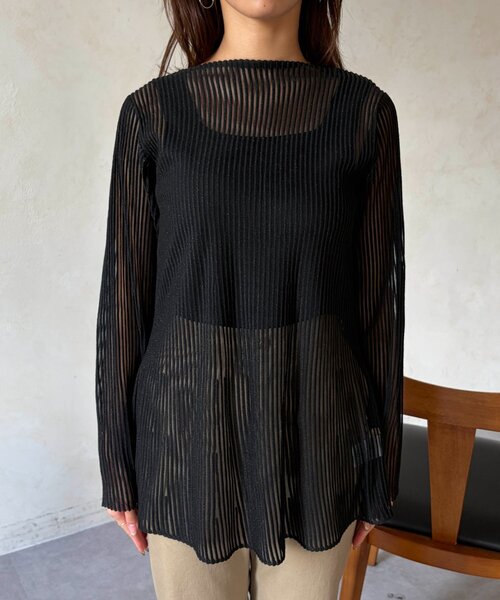 Chez toi（シェトワ）の「ジャガードストライプボトルネックプルオーバー（ニット/セーター・レディース・ブラック/オフホワイト・FREE）」の13枚目の写真