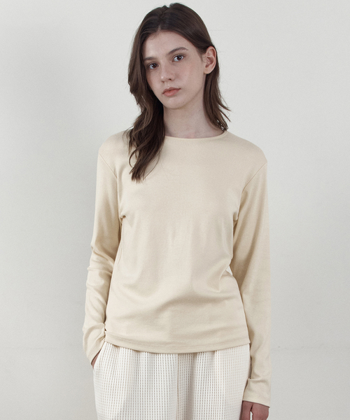 WEDNESDAYOASISFORWOMEN(ウェンズデー オアシス フォー ウーマン)の「カラーラウンド長袖Tシャツ_LEMON(WB6TP47)(Tシャツ/カットソー・レディース・レモンイエロー・FREE)」の1枚目の写真