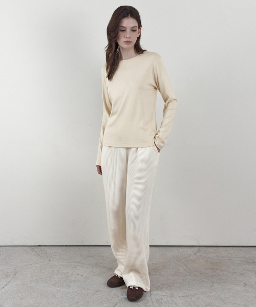 WEDNESDAYOASISFORWOMEN(ウェンズデー オアシス フォー ウーマン)の「カラーラウンド長袖Tシャツ_LEMON(WB6TP47)(Tシャツ/カットソー・レディース・レモンイエロー・FREE)」の3枚目の写真