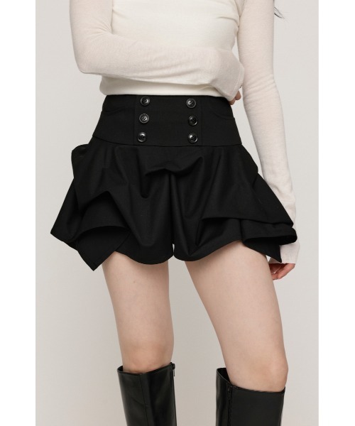 SLY(スライ)の「DOUBLE BUTTON TUCK SKORT ダブルボタンタックスコート ナポレオン風 秋服 冬服(スカート・レディース・杢グレー/ブラック・0/1)」の8枚目の写真