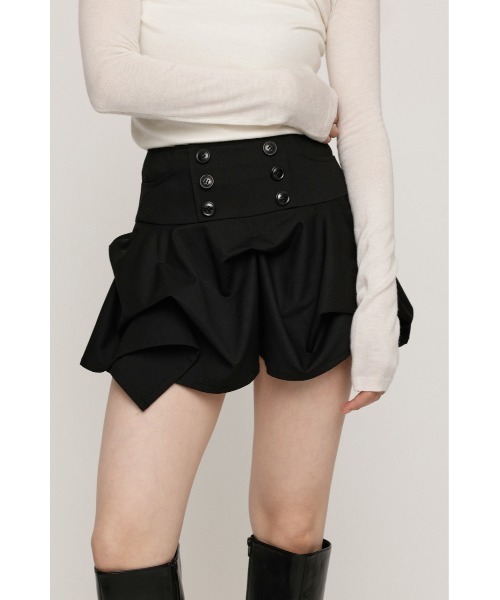 SLY(スライ)の「DOUBLE BUTTON TUCK SKORT ダブルボタンタックスコート ナポレオン風 秋服 冬服(スカート・レディース・杢グレー/ブラック・0/1)」の5枚目の写真