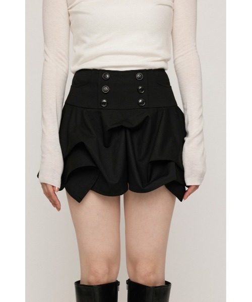 SLY(スライ)の「DOUBLE BUTTON TUCK SKORT ダブルボタンタックスコート ナポレオン風 秋服 冬服(スカート・レディース・杢グレー/ブラック・0/1)」の4枚目の写真