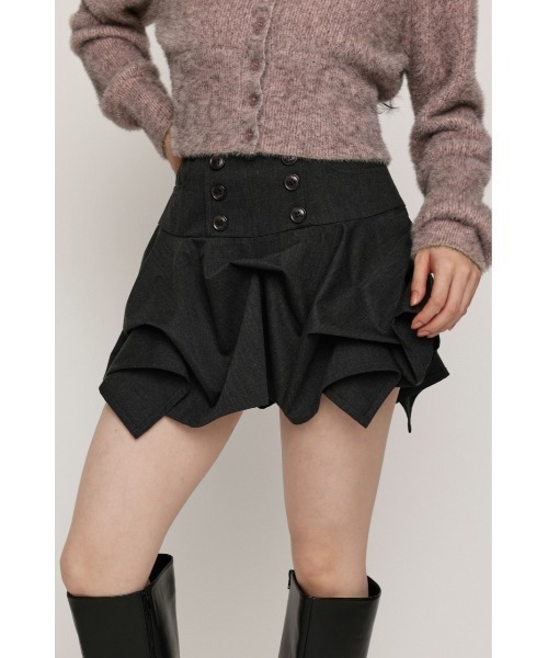 SLY(スライ)の「DOUBLE BUTTON TUCK SKORT ダブルボタンタックスコート ナポレオン風 秋服 冬服(スカート・レディース・杢グレー/ブラック・0/1)」の15枚目の写真