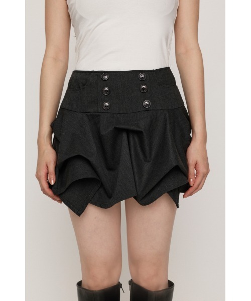 SLY(スライ)の「DOUBLE BUTTON TUCK SKORT ダブルボタンタックスコート ナポレオン風 秋服 冬服(スカート・レディース・杢グレー/ブラック・0/1)」の14枚目の写真