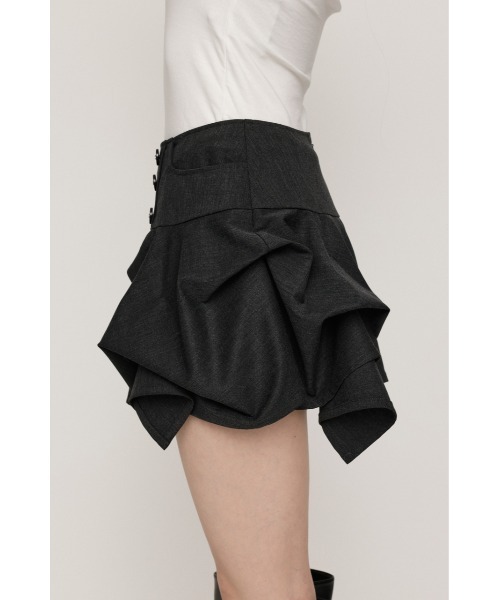 SLY(スライ)の「DOUBLE BUTTON TUCK SKORT ダブルボタンタックスコート ナポレオン風 秋服 冬服(スカート・レディース・杢グレー/ブラック・0/1)」の13枚目の写真