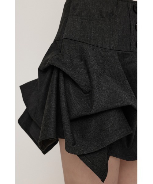 SLY(スライ)の「DOUBLE BUTTON TUCK SKORT ダブルボタンタックスコート ナポレオン風 秋服 冬服(スカート・レディース・杢グレー/ブラック・0/1)」の10枚目の写真