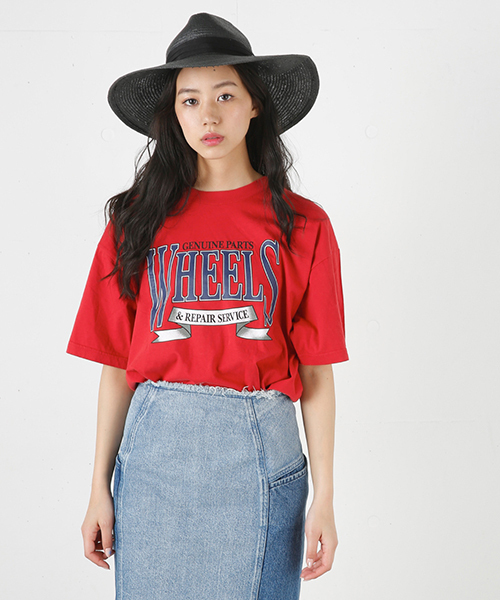 MOUSSY（マウジー）の「WHEELS TSJ（Tシャツ/カットソー・レディース・ブラック/ホワイト/レッド・FREE）」の3枚目の写真
