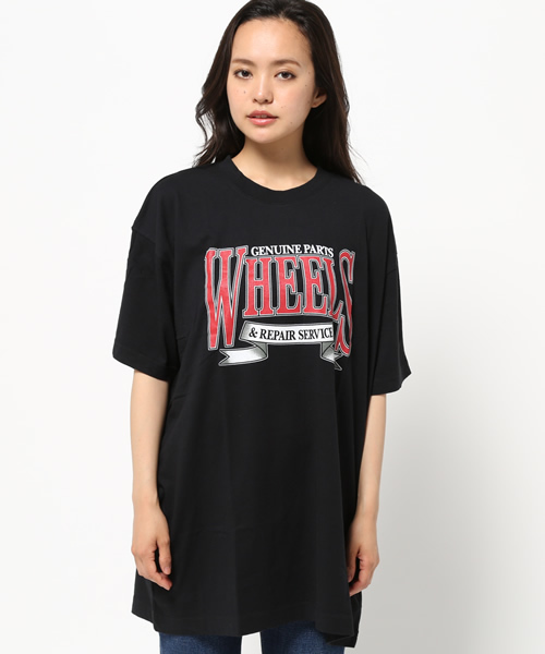 MOUSSY（マウジー）の「WHEELS TSJ（Tシャツ/カットソー・レディース・ブラック/ホワイト/レッド・FREE）」の4枚目の写真