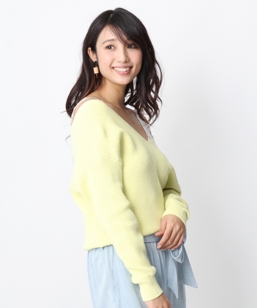 良品❗️【Andemiu】アンデミュウ Vネックニット (F)チョレート 良品❗️【Andemiu】アンデミュウ Vネックニット (F)チョレート