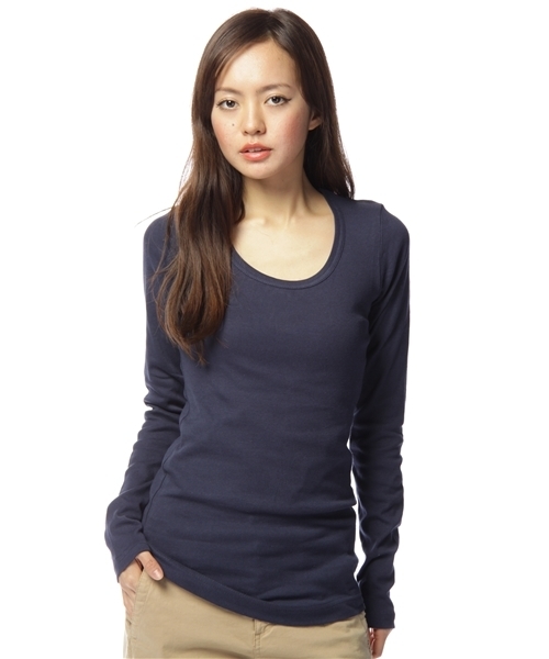 coen（コーエン）の「フライスロングスリーブTシャツ（Tシャツ/カットソー・レディース・ホワイト/ブラック/ライトグレー/ネイビー・MEDIUM/LARGE）」の4枚目の写真