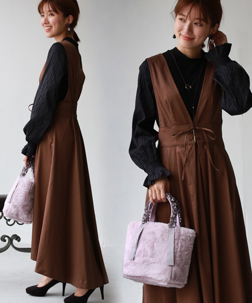 REAL CUBE（リアルキューブ）の「REAL CUBE グログランリボンフリルハンドルファートートバッグ（トートバッグ・レディース・ブラック/グレー/チャコール/カーキ/ネイビー/ピンク・FREE）」の17枚目の写真