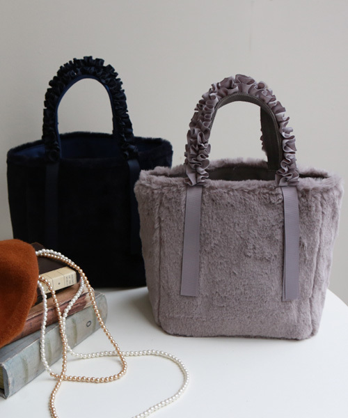 REAL CUBE（リアルキューブ）の「REAL CUBE グログランリボンフリルハンドルファートートバッグ（トートバッグ・レディース・ブラック/グレー/チャコール/カーキ/ネイビー/ピンク・FREE）」の11枚目の写真