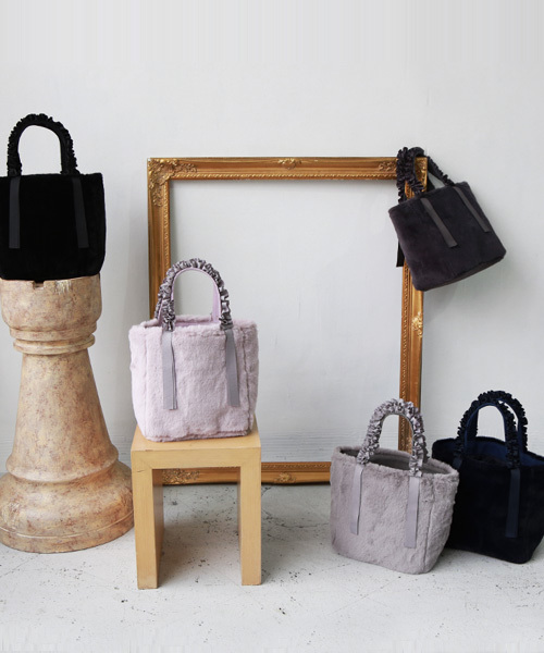 REAL CUBE（リアルキューブ）の「REAL CUBE グログランリボンフリルハンドルファートートバッグ（トートバッグ・レディース・ブラック/グレー/チャコール/カーキ/ネイビー/ピンク・FREE）」の12枚目の写真