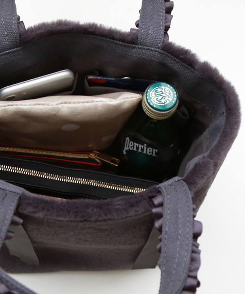 REAL CUBE（リアルキューブ）の「REAL CUBE グログランリボンフリルハンドルファートートバッグ（トートバッグ・レディース・ブラック/グレー/チャコール/カーキ/ネイビー/ピンク・FREE）」の10枚目の写真