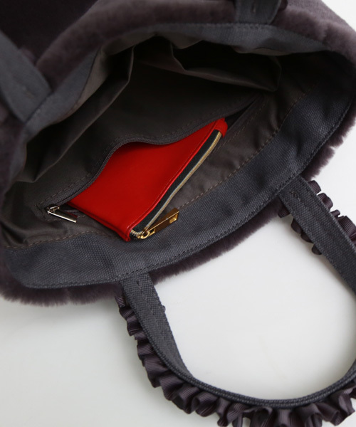 REAL CUBE（リアルキューブ）の「REAL CUBE グログランリボンフリルハンドルファートートバッグ（トートバッグ・レディース・ブラック/グレー/チャコール/カーキ/ネイビー/ピンク・FREE）」の15枚目の写真