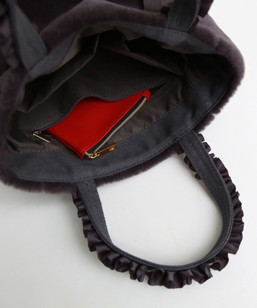 REAL CUBE（リアルキューブ）の「REAL CUBE グログランリボンフリルハンドルファートートバッグ（トートバッグ・レディース・ブラック/グレー/チャコール/カーキ/ネイビー/ピンク・FREE）」の20枚目の写真