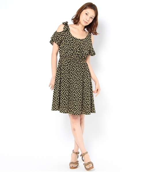 Chico（チコ）の「花柄肩開きOP（ワンピース・レディース・ピンクベージュ/オレンジ/ブラック・FREE）」の9枚目の写真