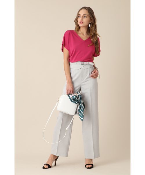 PINKY&DIANNE（ピンキーアンドダイアン）の「◆ドライポプリンカマーベルト付きワイドパンツ（その他パンツ・レディース・グレー/ブルー・34/38）」の5枚目の写真