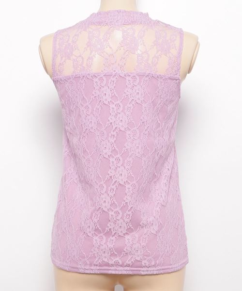 KOBE LETTUCE（コウベレタス）の「レース素材ハイネックノースリーブトップス レディース ブラウス[C3178]神戸レタス（タンクトップ・レディース・オフホワイト/ラベンダー/ネイビー/ブラック・FREE）」の5枚目の写真