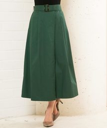 ウエストベルト付きミモレ丈チノフレアスカート＊レディース/ボトムス/ミディ丈[M2265]神戸レタス