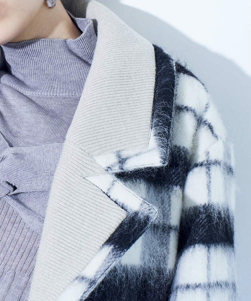 LADYMADE(レディメイド)の「ニットカラールーズフィットコート(その他アウター・レディース・チャコールグレー/アイボリー・FREE)」の8枚目の写真