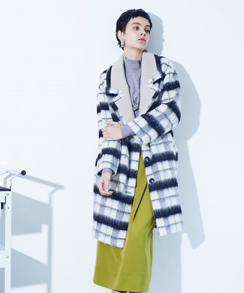 LADYMADE(レディメイド)の「ニットカラールーズフィットコート(その他アウター・レディース・チャコールグレー/アイボリー・FREE)」の9枚目の写真