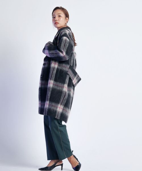 LADYMADE(レディメイド)の「ニットカラールーズフィットコート(その他アウター・レディース・チャコールグレー/アイボリー・FREE)」の14枚目の写真