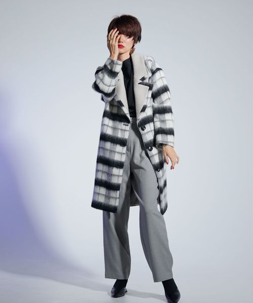 LADYMADE(レディメイド)の「ニットカラールーズフィットコート(その他アウター・レディース・チャコールグレー/アイボリー・FREE)」の13枚目の写真