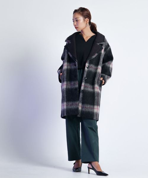 LADYMADE(レディメイド)の「ニットカラールーズフィットコート(その他アウター・レディース・チャコールグレー/アイボリー・FREE)」の17枚目の写真