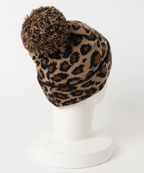 SPIGA（スピーガ）の「ﾎﾟﾝﾎﾟﾝ付ﾋｮｳ柄ﾆｯﾄ帽（ニットキャップ/ビーニー・レディース・ベージュ・FREE）」の2枚目の写真