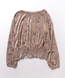 ベロア花柄ウエストシャーリングカットソー