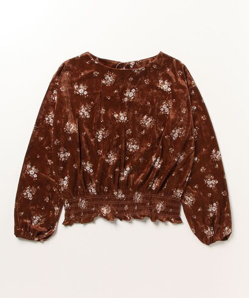 STYLEBLOCK（スタイルブロック）の「ベロア花柄ウエストシャーリングカットソー（Tシャツ/カットソー・レディース・ベージュ/キャメル/カーキ/ブラック・M）」の4枚目の写真