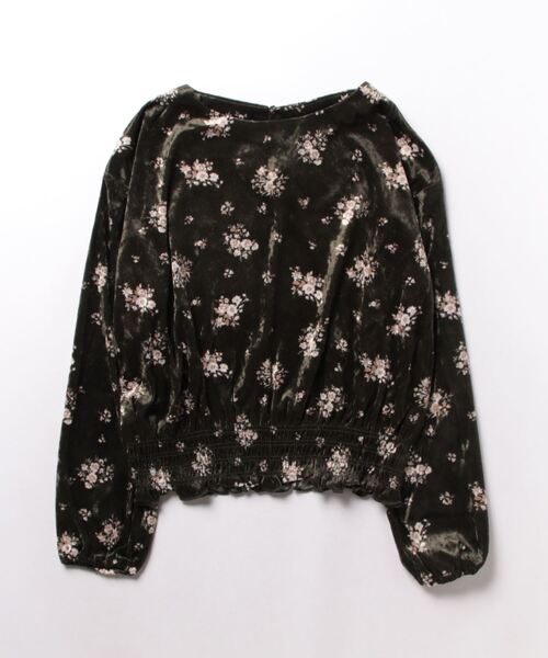 STYLEBLOCK（スタイルブロック）の「ベロア花柄ウエストシャーリングカットソー（Tシャツ/カットソー・レディース・ベージュ/キャメル/カーキ/ブラック・M）」の3枚目の写真