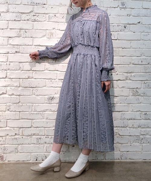 新品✩大きいサイズ✩組曲✩総レース✩ロングワンピース✩ライラック✩LL相当 one after another NICE CLAUP（ワンアフターアナザーナイスクラップ