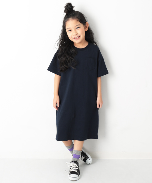 devirock(デビロック)の「ロング丈BIGシルエットワンピース(ワンピース・キッズ・ホワイト/スミクロ/ネイビー/ブルーグレー/ラベンダー/ダークベージュ/スモークピンク/テラコッタ・100cm/120cm/130cm/140cm/150cm/160cm/110cm)」の1枚目の写真