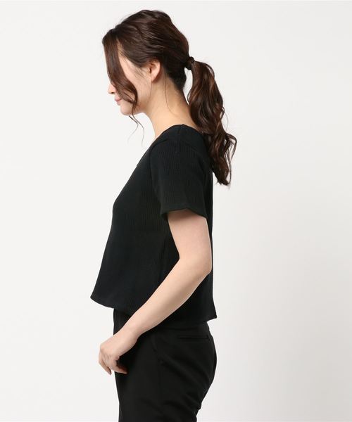natural couture(ナチュラルクチュール)の「オニワッフルショートTシャツ(Tシャツ/カットソー・レディース・ブラック/ベージュ/オフホワイト/オレンジ/ミント・FREE)」の9枚目の写真