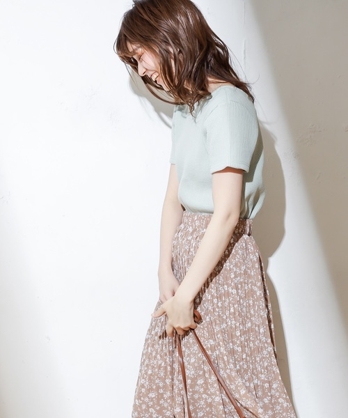 natural couture(ナチュラルクチュール)の「オニワッフルショートTシャツ(Tシャツ/カットソー・レディース・ブラック/ベージュ/オフホワイト/オレンジ/ミント・FREE)」の4枚目の写真