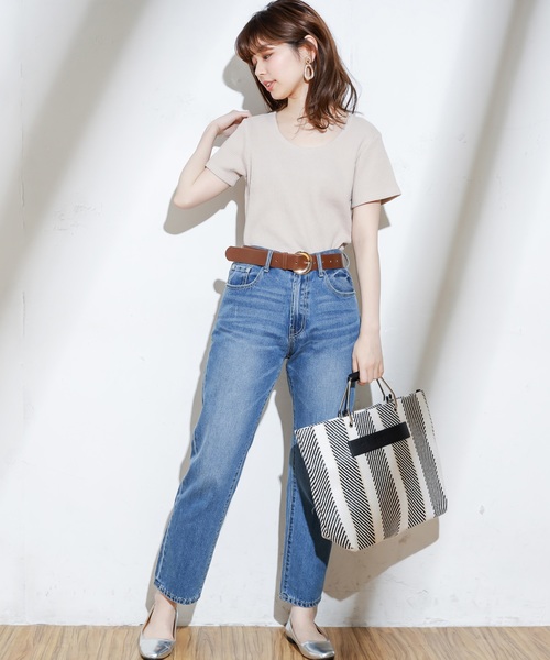 natural couture(ナチュラルクチュール)の「オニワッフルショートTシャツ(Tシャツ/カットソー・レディース・ブラック/ベージュ/オフホワイト/オレンジ/ミント・FREE)」の21枚目の写真